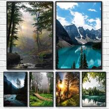 1 buc Verde Închis Pădure Ceață Peisaj Montan Natura Poster Artă de Perete Imprimare Acasă Living Dormitor Cameră Bar Decor Cadou Cadru Opțional - Multicolor - Vizualizare 1