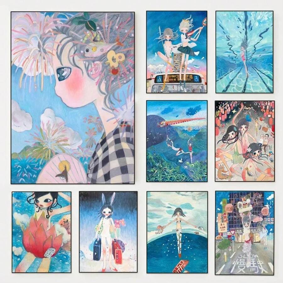 1 tấm Aya Takano hoạt hình tác phẩm nghệ thuật Anime Poster HD Canvas Tranh in thẩm mỹ nghệ thuật treo tường hình ảnh cho phòng khách trang trí nhà bức tranh tường khung tùy chọn - Nhiều màu - Xem 1