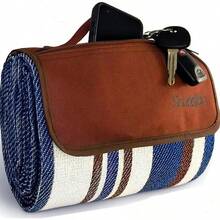 Scuddles Extra Large Picnic & Outdoor Blanket Dual Layers For Outdoor Water-Resistant Handy Mat Tote Spring Summer Camping Blanket Great For The Beach - Blue - View 3