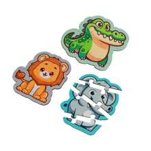 Brinquedo Bebê Conjunto 3 Quebra-Cabeças Animais Didático Jogo Infantil em Mdf 15mm