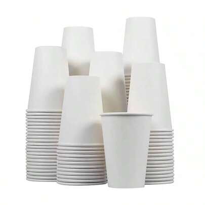 100/50/40/30/25/20/15/10/5pcs 9oz White Paper Coffee Cups, Water Cups, Beverage Cups, Milk Cups, Juice Cups, Suitable For Hot/Cold Drinks, Office, Party, Picnic, Travel, Events