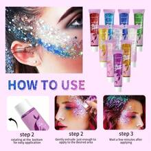 MISS FACTORX 10 Colors Glitter Sequins, Self-Adhesive Face Jewels, Suitable For Body, Face & Hair, Fit For Festival, Party, Cosplay - Face Safe, Easy To Apply And Remove