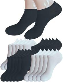 6/10/15/20 /30Pairs Women & Men Solid Color Low Cut Invisible Short Socks, Ladies Short Socks For Spring, Summer, Autumn & Winter, Men Elastic Soft Breathable Socks, Suitable For Daily Wear - Multicolor - View 3