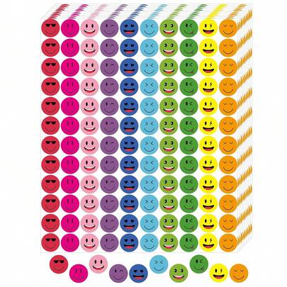 1,200 ชิ้น (10 แผ่น)/ชุด สติกเกอร์ให้รางวัลพฤติกรรมในโรงเรียน, สติกเกอร์ใบหน้ายิ้มสดใสติดเอง, สติกเกอร์ป้ายรางวัลวงกลมสีสัน, 10 สไตล์ สติกเกอร์รับกำลังใจใบหน้ายิ้มสดใสจากพีวีซีสำหรับครู, เครื่องเขียน, กลับเข้าโรงเรียน