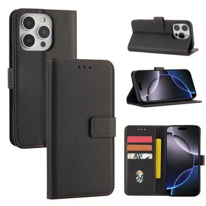 Capa de couro tipo carteira para celular com compartimentos para cartões, compatível com Apple 17 Pro Max / Galaxy A56, minimalista e moderna