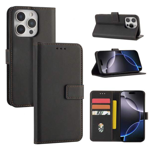 1pc Leather Wallet Phone Case Cover With Card Slots Compatible With Apple 17 Pro Max / Galaxy A56, Minimalist & Fashionable