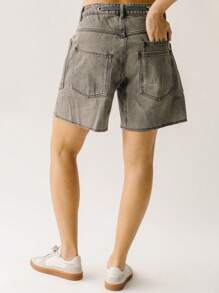 Women's Summer Bandage Denim Shorts Wide Leg Streetwear Jeans Shorts With Pockets