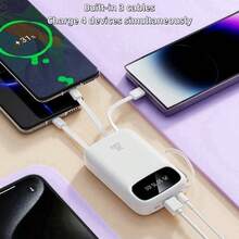 LADAPU Pin dự phòng sạc nhanh 10000mAh Mini Cute 5V2A, Bộ sạc điện thoại di động di động dung lượng lớn có thể sạc lại kích thước nhỏ, tích hợp 4 dây cáp, Màn hình kỹ thuật số thông minh, Giao diện Micro, Đầu ra & Đầu vào USB-C, Bộ pin du lịch ngoài trời Thích hợp cho Kỳ nghỉ hè Du lịch/Cắm trại ngoài trời và Nguồn điện dự phòng khẩn cấp Quà tặng cho Gia đình, Bạn bè, Màn hình hiển thị nguồn điện sinh nhật, Bộ sạc di động - Đỏ - Xem 5