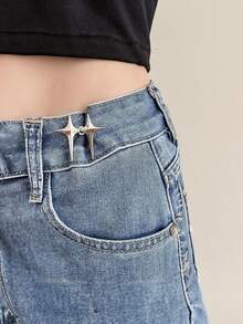 1pair/2pairs Cross Star Waist Collection Artifact, Star Detachable, Needle-Free, Button-Free, Waist Collection, Buckle Waist Collection Artifact, Small Waist Collection Artifact Lightning Waist Buckle Creative Jeans Waist Buckle Artifact Button Pants Adjustment Waist Change Small Pin Fixed Button - Multicolor - View 4