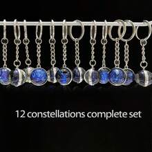 Conjunto Completo dos 12 Signos do Zodíaco, Chaveiro Anime Luminoso, Acessório de Moda Unissex, Estilo Minimalista Transparente de Vidro, Adequado para Festa de Aniversário, Presentes de Feriado