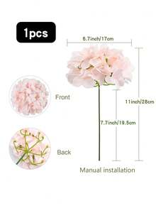 Bó hoa cẩm tú cầu nhân tạo 20/10/5/3/2/1 bông, kích thước 9.06 inch, cành cẩm tú cầu giả, thích hợp trang trí bàn tiệc cưới, trang trí nhà cửa (màu trắng) - Hồng - Xem 13