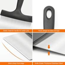 1pc Stainless Steel Flat Top Barbecue Scraper/Spatula With Glove, Sturdy Food Scraper Tool For Kitchen, Suitable For Blackstone Griddle Accessories, Outdoor Grill Scraper Tool