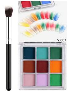 渐变美甲颜料粉套装 - 9色纯色渐变美甲粉，适用于极光和星空美甲设计，专业沙龙及DIY涂抹粉，打造创意全息美甲，附赠刷子，新年礼物，返校季好礼 - 彩色 - 查看 9