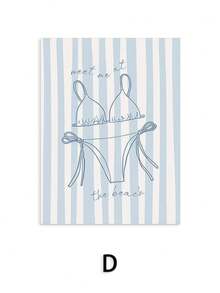 1/6 件无框海岸印刷品、海岸画廊墙、夏季墙壁艺术、海滩印刷品套装、比基尼印刷品、棕榈树印刷品