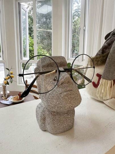 1pc Creative Stone Human Statue Eyeglasses Holder, Decorative Eyeglasses Stand, Office Decor, Gift, Desk Eyeglasses Display