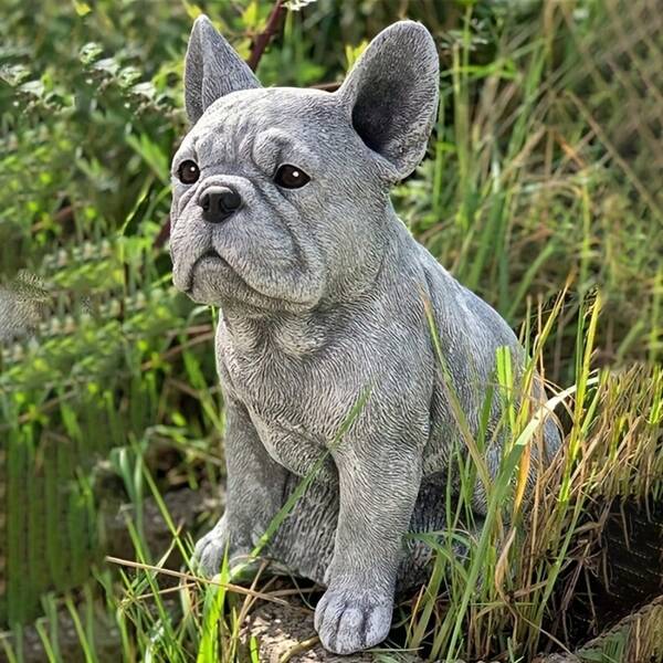 [Lifelike French Bulldog Resin Statue] Charming French Bulldog Resin Statue - Lifelike Outdoor & Indoor Decor, Perfect For Garden, Living Room, Bookshelf - Modern Animal Sculpture, Ideal Gift For Dog Lovers, Suitable For Various Holidays, Dog Decor
