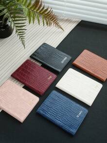 Takeoak 1pc Personalized Name Passport Holder, Customized Gold Letter Combination Faux Crocodile Leather Passport Cover And Pattern Card Holder, Unique Travel Gift - Single Passport Holder - View 3