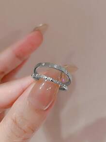 Minimalist 18K Gold Plated Stainless Steel Cubic Zirconia Stack Rings, Suitable For Women's Daily Wear