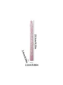 1pc Embossed Long-Pole Wedding Candle With A Bow Candle Stand, Retro Engraved Candle Decoration, French Decoration, Available In Multiple Colors Such As Pink, Blue, White And Green, Wedding Decoration, Home Decoration, Shooting Props, Romantic Candlelight Dinner Decoration, A Gift For Mom