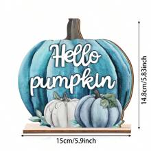 1 pièce Décoration pour table en bois à étages avec message "Hello Pumpkin" pour l'automne, décoration rustique d'automne, signe de récolte de citrouille pour la fête de l'action de grâce sur la table (sans le plateau)