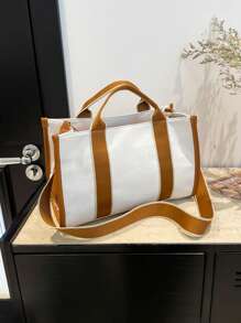 1pc Women's Personalized INS Multi-Functional Canvas Bag, Fashion Versatile Commute Shoulder Bag, Portable Multi-Pocket Storage Bag, Large Capacity Lightweight Tote Bag, Suitable For Moms, Simple Embroidered Messenger Bag, High-Quality Bridesmaid Gift, Suitable For Daily Use, Can Be Given To Family, Friends, Mothers As Mother's Day, Valentine's Day, Nurses Day, Teacher's Day, Christmas, Personalized Birthday Gift,School Supplies,Back To School,School Gift,For Office,For School,For Classroom,For Teacher Gifts,For University,For Colleague,For Dorm Rooms,For Teacher,For Boys And Girls,For Teenagers,Junior High School Students,Middle School Students,High School Senior High School Students,College Students,University Students,Freshman,Sophomore,Underclassmen