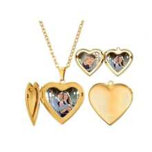 Colar com medalhão de foto em formato de coração com foto personalizada - Pingente de aço inoxidável faça você mesmo com corrente dourada, personalizável para acessórios de moda masculina, colar com foto personalizado | Colar com corrente dourada | Design exclusivo, colar personalizado