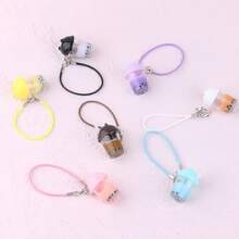 1pc First Generation And Second Generation Imitation Finished Pearl Milk Tea Cup Accessories, Doll Clothes With Hanging Accessories Cat's Ears (Steamed Cat-Ear Shaped Bread) Straw Cup Diy Butter Glue Key Chain Hanging Accessories