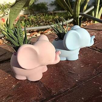 1 pieza Molde de silicona adorable de elefante para macetas, manualidades de cemento y arcilla - Molde de fundición de resina epoxi para velas, cajas de almacenamiento de joyas DIY - Regalo de decoración del hogar