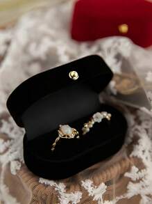 Luxury Double Slot Engagement Ring Box - Octagon Velvet/Acrylic Jewelry Case For Wedding Proposals, Valentines Gift, Ceremony Display & Home Storage For Women Storage Organizer Travel Essentials Father Gift Back To School
