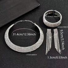 4pcs/Set Elegant Wedding Zinc Alloy & Rhinestone Jewelry Set With June Birthstone, Ideal For Women & Brides To Wear At Weddings