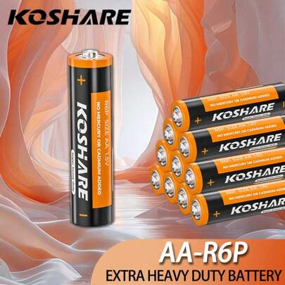 KOSHARE Baterías de carbono y zinc AA KOSHARE de 1.5V, paquete de hogar de 40 piezas/20 piezas/4 piezas, alto rendimiento, larga duración, voltaje estable, no dañará los dispositivos, diseñado para drones, juguetes, linternas, afeitadoras, timbres, ratones inalámbricos, controles remotos, relojes [desechables, no recargables]