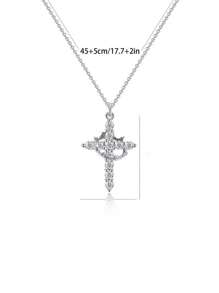 1 Piece Ladies' Zirconia Cross Necklace - Exquisite Cubic Zirconia Pendant Necklace Simple Gold Cross Pendant Necklace