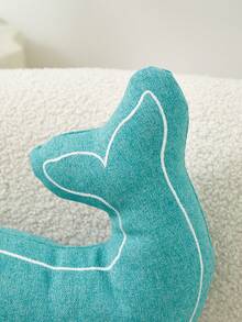 1pc Turquoise Blue Whale Embroidered Shaped Decorative Pillowcase, Suitable For Indoor Decor, Seasonless Shaped Pillowcase, Without Insert - Turquoise - View 6