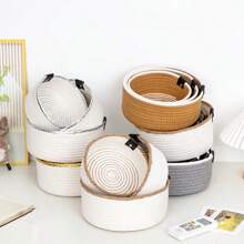 Handwoven Desktop Organizer Set – Braided Storage Baskets (Small, Medium, Large) For Home, Office, Kitchen, Or Bathroom – Decorative Storage Box Modern Boho Desk Organizers For Clutter-Free Workspaces – Durable Natural Fiber Trays & Bins School Supplies,Back To School