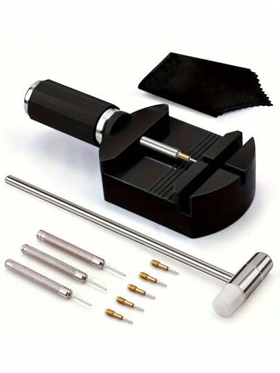 Kit de ferramentas para remoção de pulseira de relógio com 11 peças, conjunto de ferramentas para reparo e remoção de pinos de elos de pulseira de relógio, presente ideal para ajuste, dimensionamento e reparo de pulseira de relógio