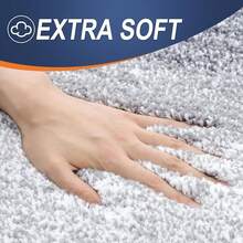 New OLANLY Bathroom Rug Set 2 Piece, Soft Absorbent Microfiber Bath Rug Set, Non-Slip, Machine Wash Dry, Plush Shaggy Bath Mats For Bathroom (30"X20"+24"X16",  Grey) - 灰色 30 英寸 x 20 英寸 + 24 英寸 x 16 英寸 - 查看 3