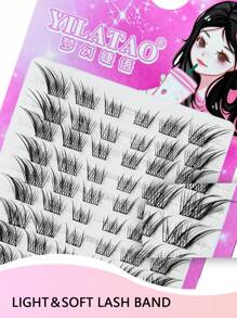 10 filas, 60 piezas de pestañas postizas en forma de ojos de zorro, orejas de trigo puntiagudas. Pestañas postizas estilo muñeca delgadas de tallo negro, gruesas y naturales, de estilo diablillo