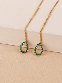 1对时尚简约水滴长耳环，流苏耳环，优雅个性的耳环，满满的水钻水滴，适合女性日常佩戴