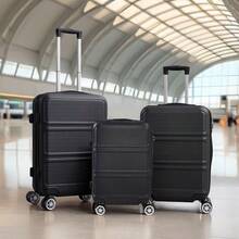 Living And Home 3PCS ABS Suitcase Set (20"/24"/28") - Lightweight Luggage With TSA Lock & 360° Wheels - Black - Black - View 1