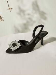 女士凉鞋，夏季新款，高跟，百搭，仙女风，绑带，搭扣，交叉系带，圣诞节/冬季圣诞礼物 - 黑色 - 查看 7