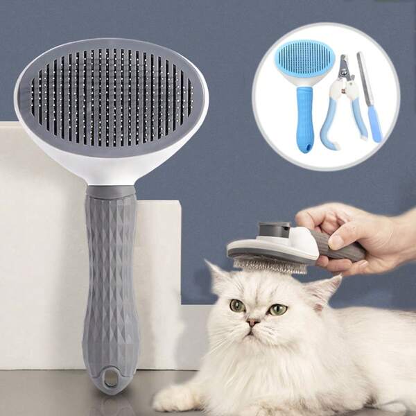 3 pièces Set de toilettage pour animaux de compagnie: brosse pour animaux de compagnie, coupe-ongles pour animaux de compagnie, lime. Brosse pour animaux de compagnie, brosse démêlante, brosse de massage, brosse déshedding pour chiens, brosse déshedding pour chats. Convient à tous les chats et chiens pour une utilisation quotidienne