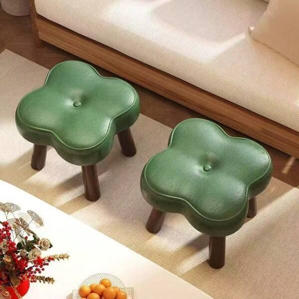 1pc Small Wooden Stool, Multi-Purpose Footrest, Vanity Bench, Living Room Sofa, Upholstered Seat Cushion