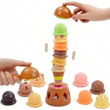 1 Piece Ice Cream Stacking Toys For Kids 3+| Montessori Sensory Play Set With Scoops & Cones| Pretend Kitchen Toys Develop Motor Skills| Educational Birthday Gift For Boys & Girls (Vibrant Colors)