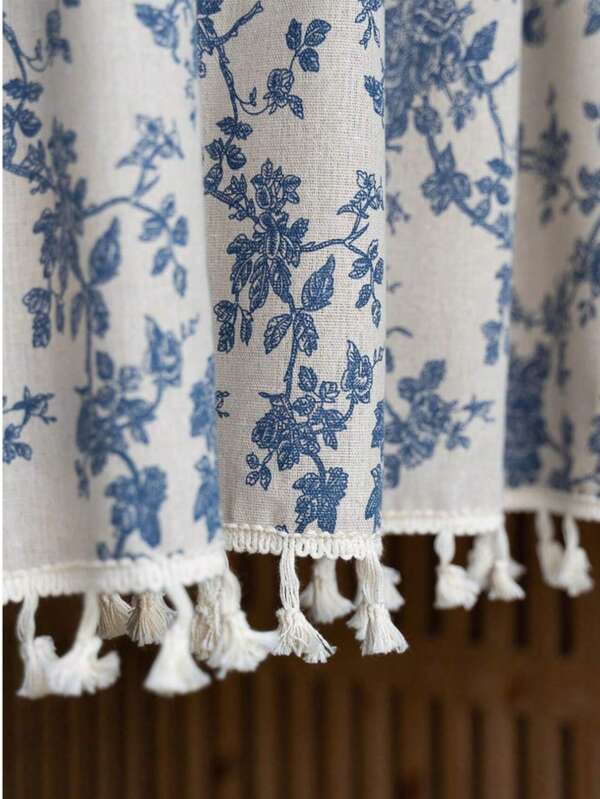 1pc Vintage Floral Half Curtain, Washable & Reusable, Suitable For Holiday Parties, Home Windows, Cabinets, Daily Decor