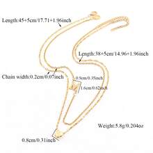 2件套新款时尚心形字母吊坠项链，不锈钢唇链多层项链，女士款 - 金黃色 - 查看 2