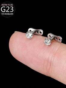 1pc G23 Titanium Alloy Internally Threaded Dermal Anchor With Zirconia Oxide Micro-Paved Concealed Skin Diver Top - White - View 3
