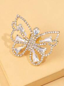 1 Stück eleganter Schmetterlings-Design Strass Insekten-Ring, vielseitiges Accessoire