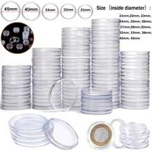 50pcs Commemorative Coin Protector Display Cases, Transparent Plastic Coin Holders, Coin Collection Storage Boxes