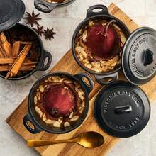 Victoria Cookware 迷你 Cocotte 感應鑄鐵搪瓷 10 厘米✅24/48 小時內發貨✅0.3 升，1-2 份，不含 PTFE 和 PFOA，Victoria，VIC-39202，黑色 - 黑色 - 查看 6