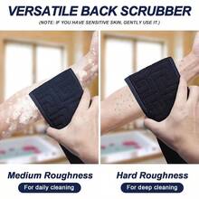 Exfoliating Back Scrubber For Shower, Double-Sided Back Scrub Washcloth With Handles For Use In Shower, 38 Inches Body Exfoliator Bath Tool To Clean Your Body Deeply For Men & Women Skin Care - Svart - Visa 4